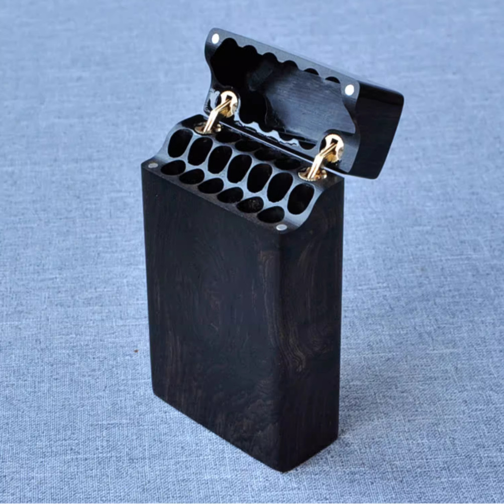 Smoker Box Wood Chip - Portasigarette in Ebano con Chiusura a