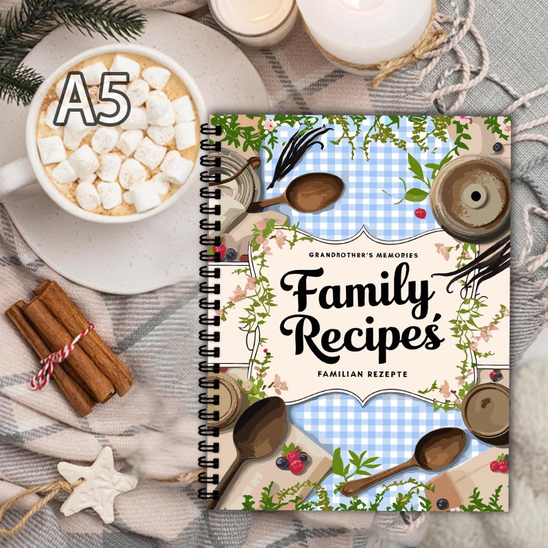 Home Cooking Recipe - Ricettario A5, Griglia Blu, Design a